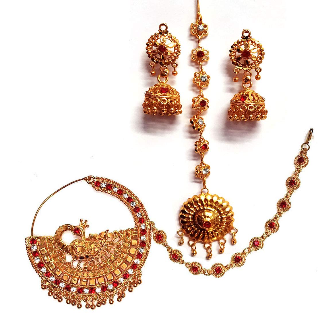 Gold Nath And Maang Tikka Nath Gold Maang Tikka Nathiya Nathiya