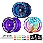 MAGICYOYO Pack of 3 Responsive Yoyos for Kids, Dual Purpose Yoyo with Unresponsive Yoyo Bearing for Adults Beginner, 3 Yoyo Bags, 18 Yoyo Strings, Yoyo Ball Accessories (Gradient Color)