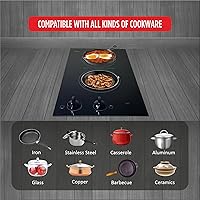 Vista 5 de Summit CR2220B - Placa eléctrica de 2 quemadores de 12 pulgadas, 230 voltios, compatible con ADA, negro