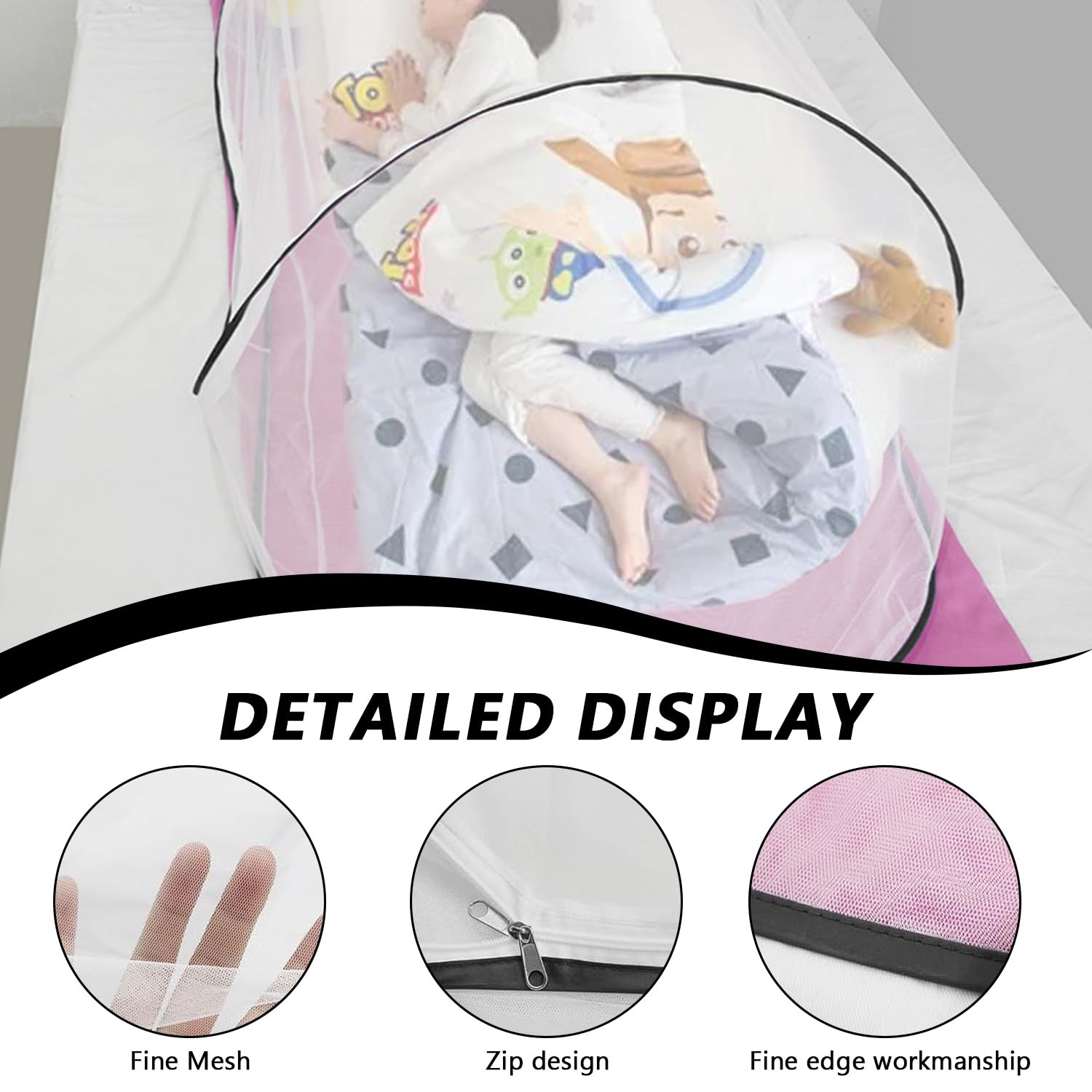Mosquiteras desplegables, mosquitera plegable, portátil para una sola persona, gran espacio, malla de cifrado sin instalación para el hogar, dormitorio, viajes, camping