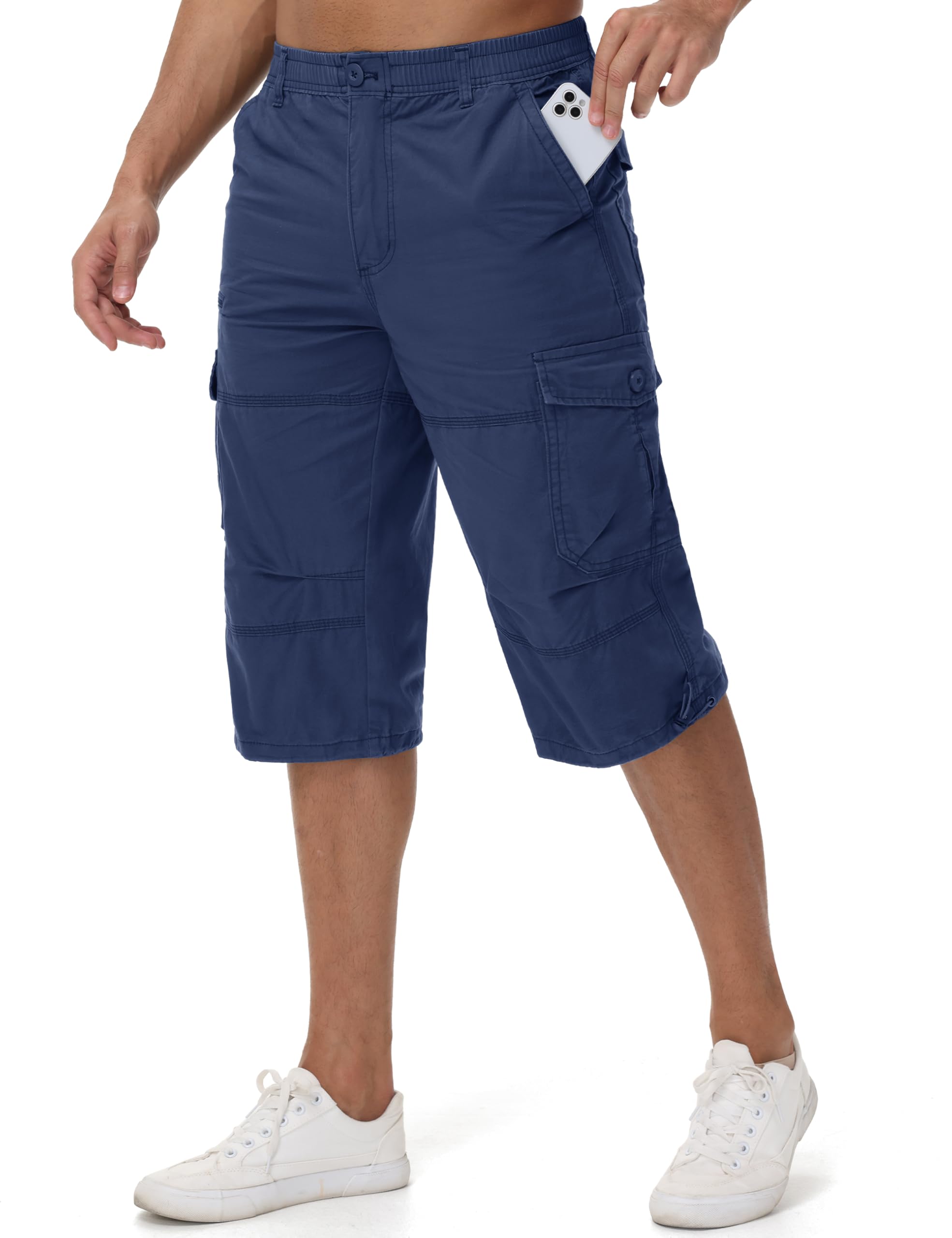 MAGCOMSEN 3/4 Hosen Herren Atmungsaktiv Cargo Short mit 7 Taschen Stretch Bermuda Kurze Leicht Caprihose