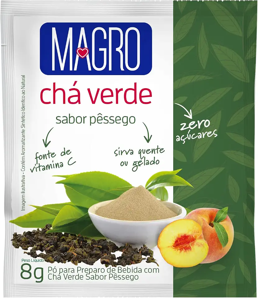 Lowcucar Chá Verde Magro Sabor Pêssego Zero Açúcares 8G