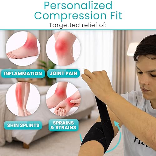 Miniatura 5 de Vive Elastic Knee Wrap - Ankle, Foot, Calf & Wrist Support for Pain Relief - Compression Bandage for Legs, Edema, Weightlifting, Sports, Plantar