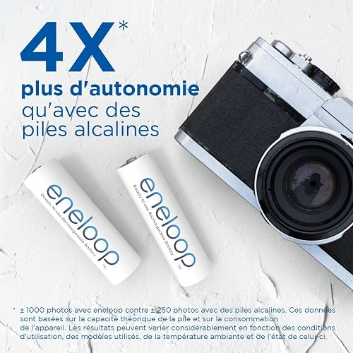 eneloop - Piles Rechargeables AAA (Lot de 4) - 800 mAh NiMH - pré-chargées - 4