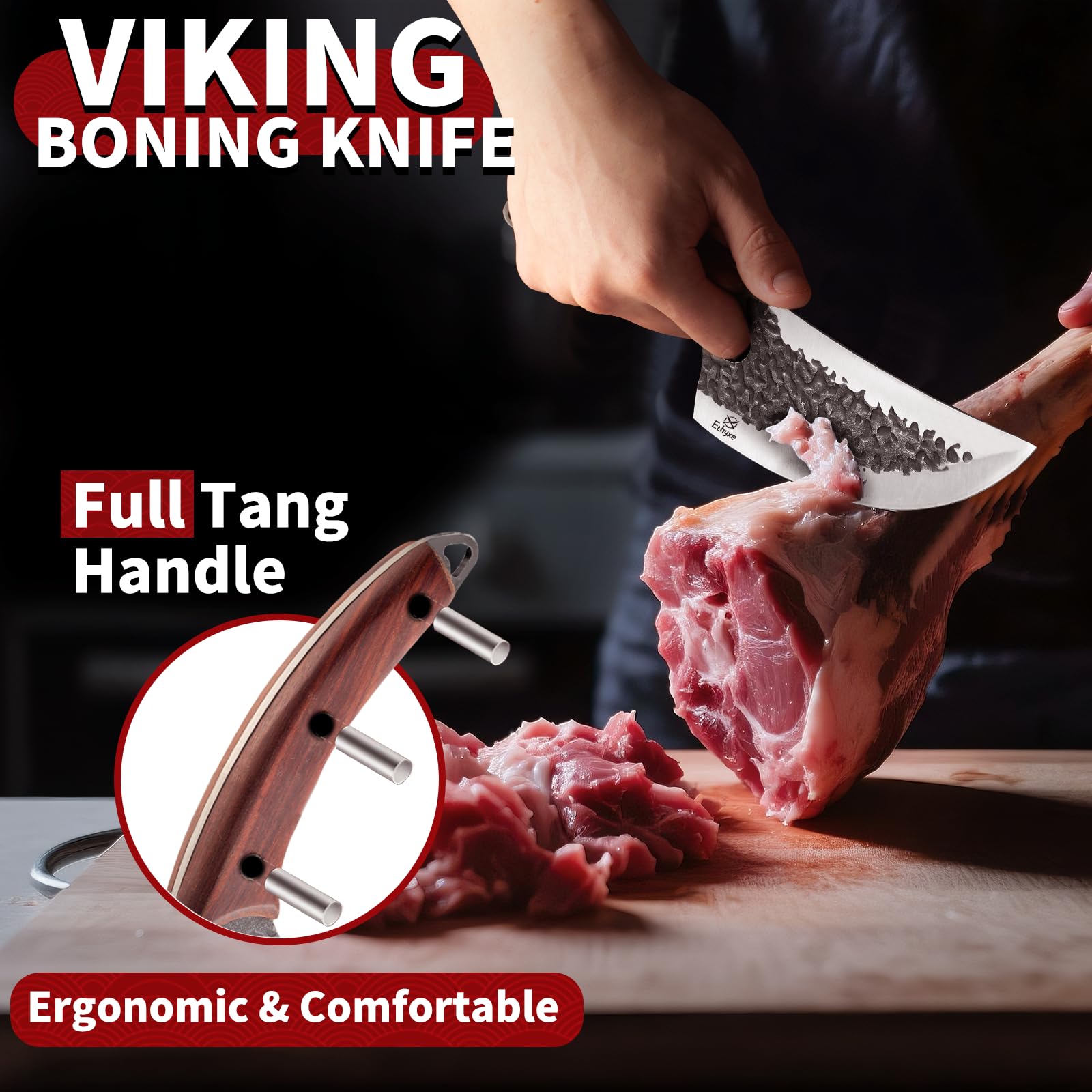 Butcher Knife Set – 3PCS Hand Forged Kitchen Knife Set — Amazon image 5