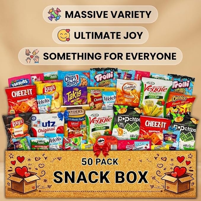 Caja de Regalo Variada de Snacks, 50 Unidades, Galletas, Chips, Barras miniatura 9