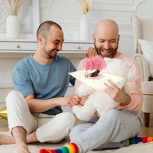 Miniatura 7 de GREETING ART Tarjeta de San Valentín lesbiana, tarjetas del día de San Valentín para esposa, tarjeta desplegable de flor de cerezo, tarjeta