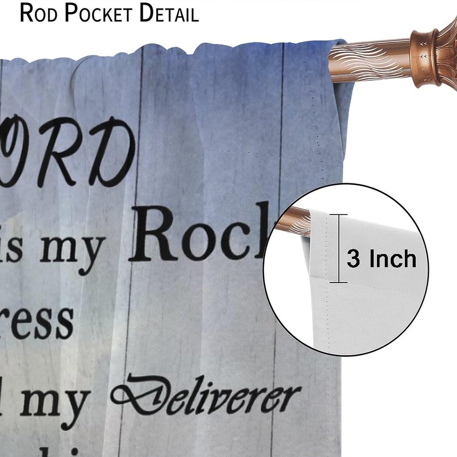 Lighthouse Blackout Curtains, Blue Watercolor Ocean Coastal Waves Nautical Decor Window Treatments, Bible Verse Rod Pocket Drapes for Bathroom Living Room, 42x54in