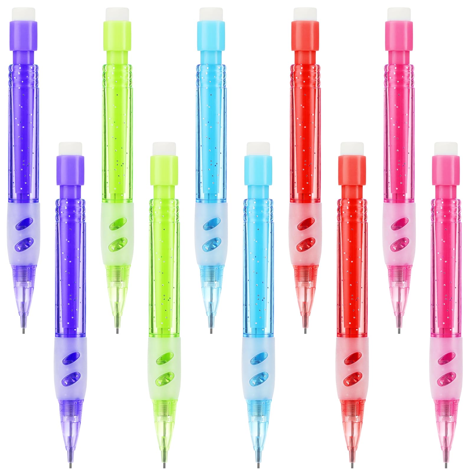 Mabor 10 PCS Mini Mechanical Pencils 0.7mm Automatic With Eraser for High School Students & Kids - Office Supplies for Writing & Drawing