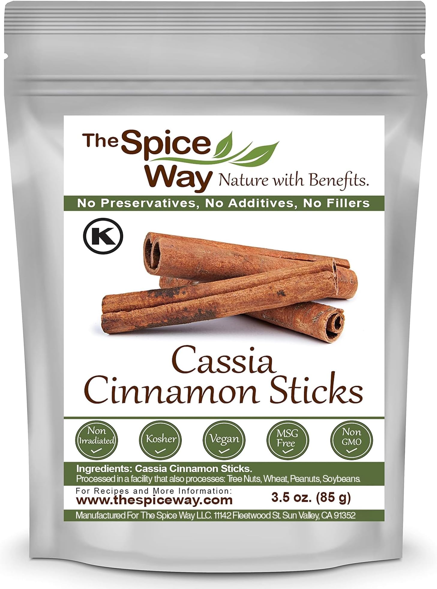 The Spice Way Cinnamon Cassia Sticks - 3.5 oz Resealable Bag - Whole cinnamon sticks Great for Tea, Desserts or Cooking