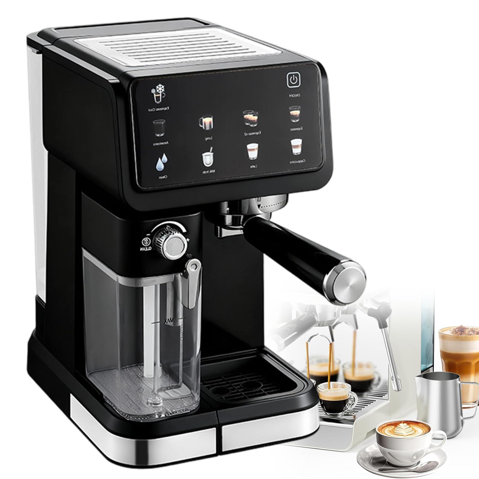 Xjleftonomie Barista Bundle Espresso Machine, 6 Preset Modes For Cappuccino & Latte, Household Semi-Automatic 20bar Coffee Maker With 0.5l Milk Frother Tank Black
