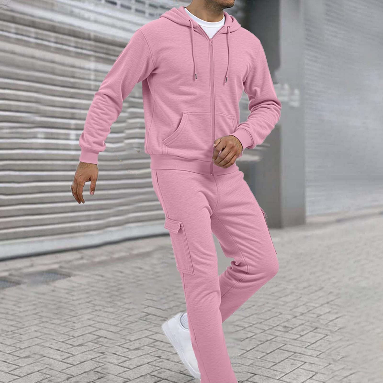 Tuta da uomo Set 2 pezzi felpa con cappuccio, felpe da uomo Pack