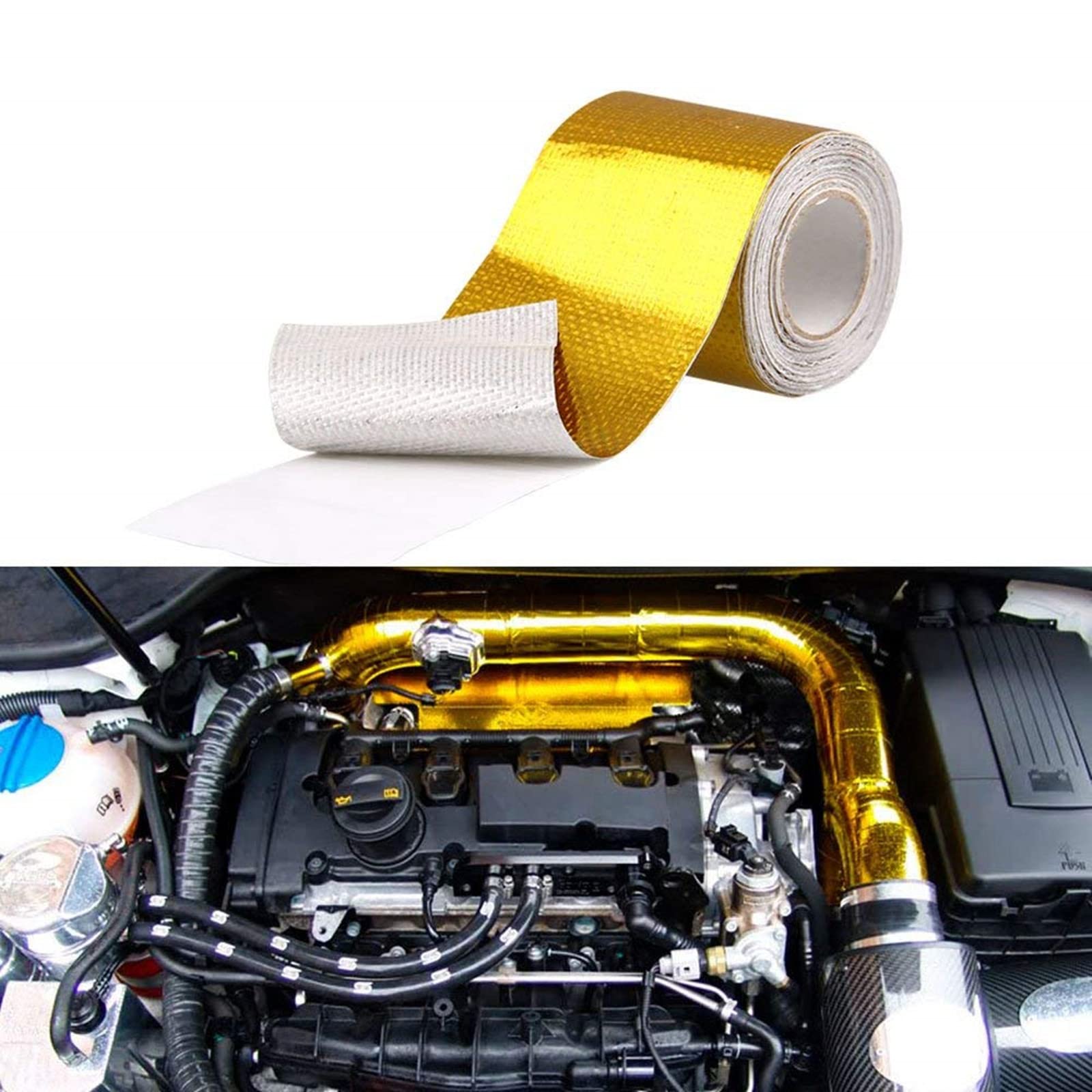 RYANSTAR 2 x32.8'(10M) Gold Adhesive Backed Heat Barrier Tape,Glassfiber Heat  Shield Reflective Tape Wrap Roll,Compatible with Car Intake Pipe,Engine Bay  etc., Heat Shields - Amazon Canada