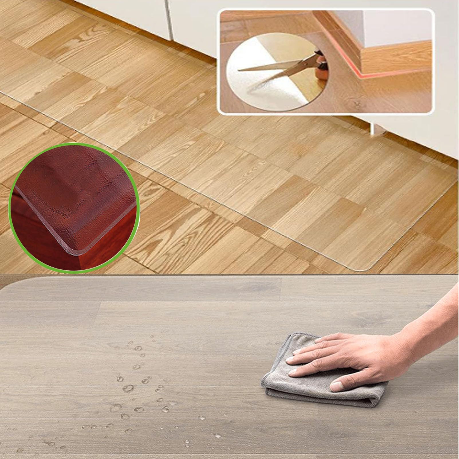 Tappetino Protettivo Trasparente Per Pavimenti In PVC 90x180 Cm - Antiscivolo, Impermeabile, Per Ufficio E Casa