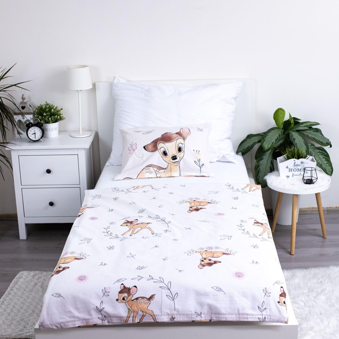 Jerry Fabrics - Set di biancheria da letto per culla per bambini, motivo: Bambi, copripiumino 2 pezzi 100 x 135 cm + federa 40 x 60 cm, 100% cotone