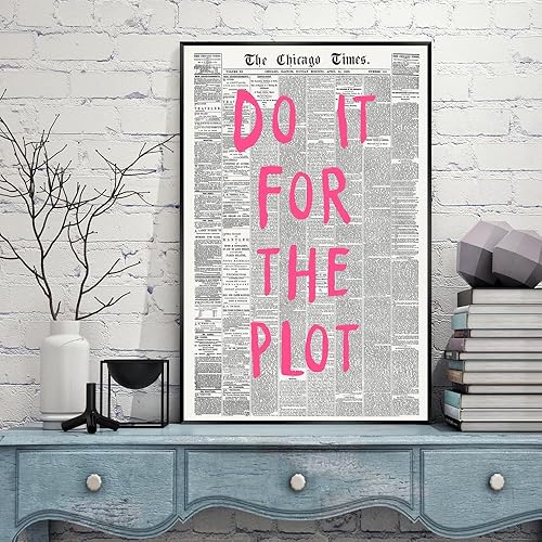 Miniatura 2 de Sufeasdf Afirmación - Lienzo de periódico con cita rosa, arte de pared, cita de afirmación, póster estético de habitación, impresión retro de