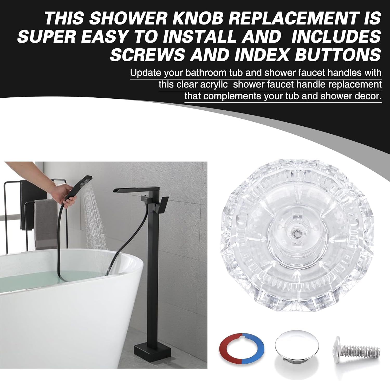Shower Knob Replacement for Price Pfister Shower Handle 940-240 and 940-950A One-Handle Tub Kit Clear Acrylic