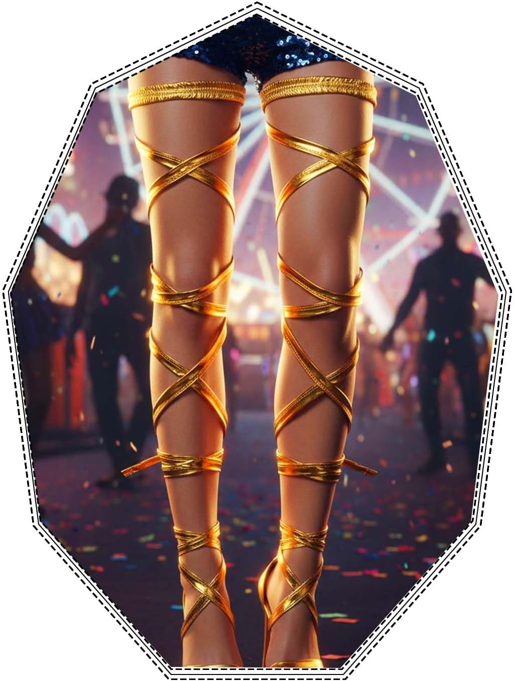 Rave Leg Wraps, Gold Metallic Garter Straps, Shiny Dance Festival Party EDM Costume for Women
