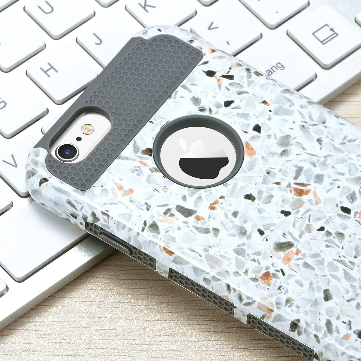ULAK Case for iPhone 6S/iPhone 6, Colorful Series Slim Fit Dual Layer Scratch Resistant Hard Back Protective Cover Shock Absorbent TPU Bumper Case for Apple iPhone 6/6s 4.7 inch, Terrazzo Pattern