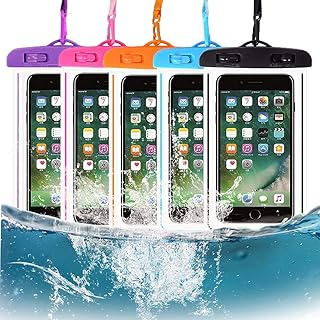 MSERICH Waterproof Phone Case, 5 Pack Universal Waterproof Pouch Dry Bag with Neck Strap Luminous Ornament for Water Games Protect iPhone 11 Pro XS XR X Max SE 8 7 Plus Galaxy S10 S9ï¼ˆMulticolorï¼‰