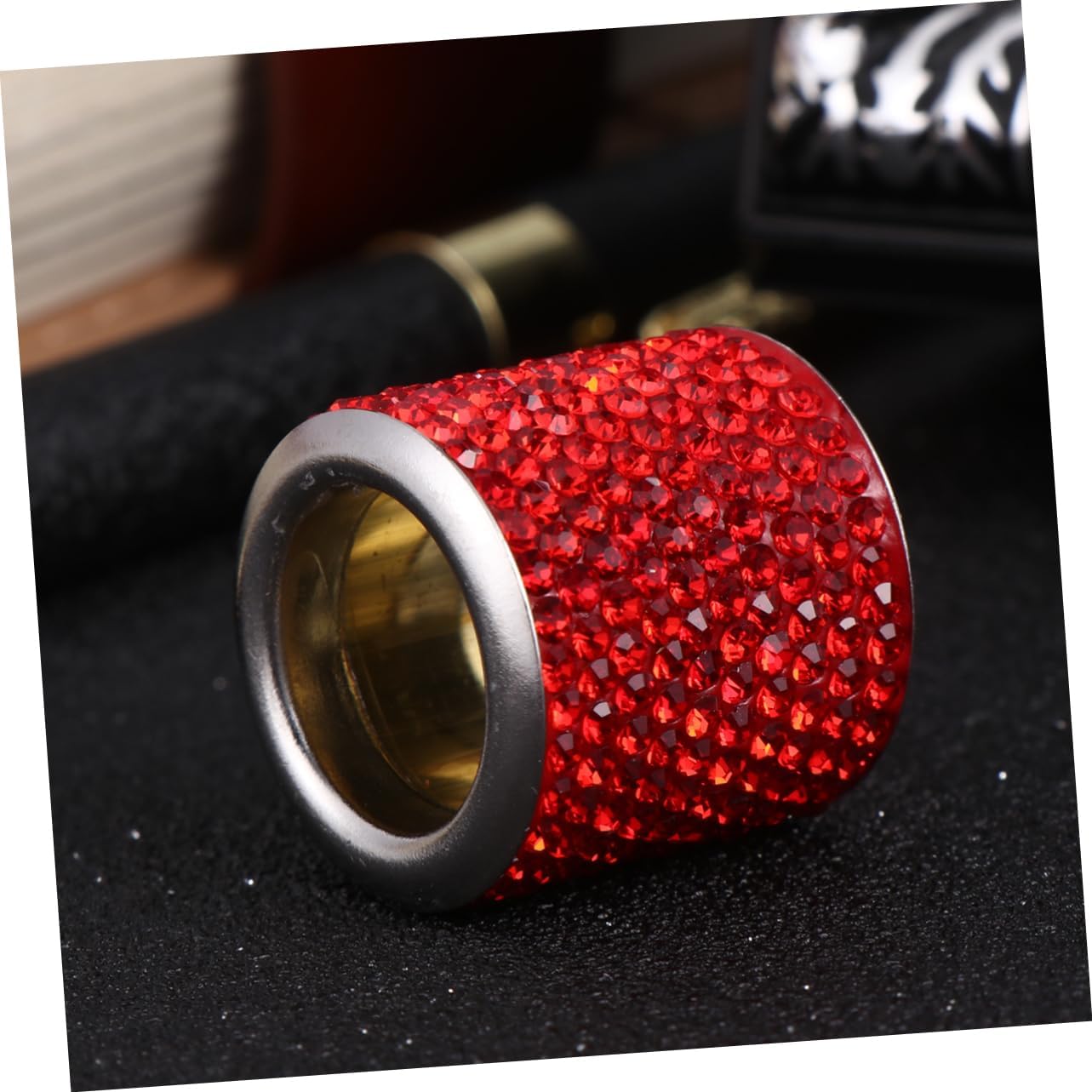 Mobestech Rhinestone Car Headrest Collar Stylish Red Decoration for Car Seats Easy Installation Unique Luxury Interior Accessory image 5