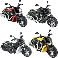 Kit 4 Miniatura de Moto Esportiva com Luz e Som, Conjunto com 4 Unidades, Ferro e Plástico, Cores Sortidas, 14x8x7cm, Bateria Inclusa