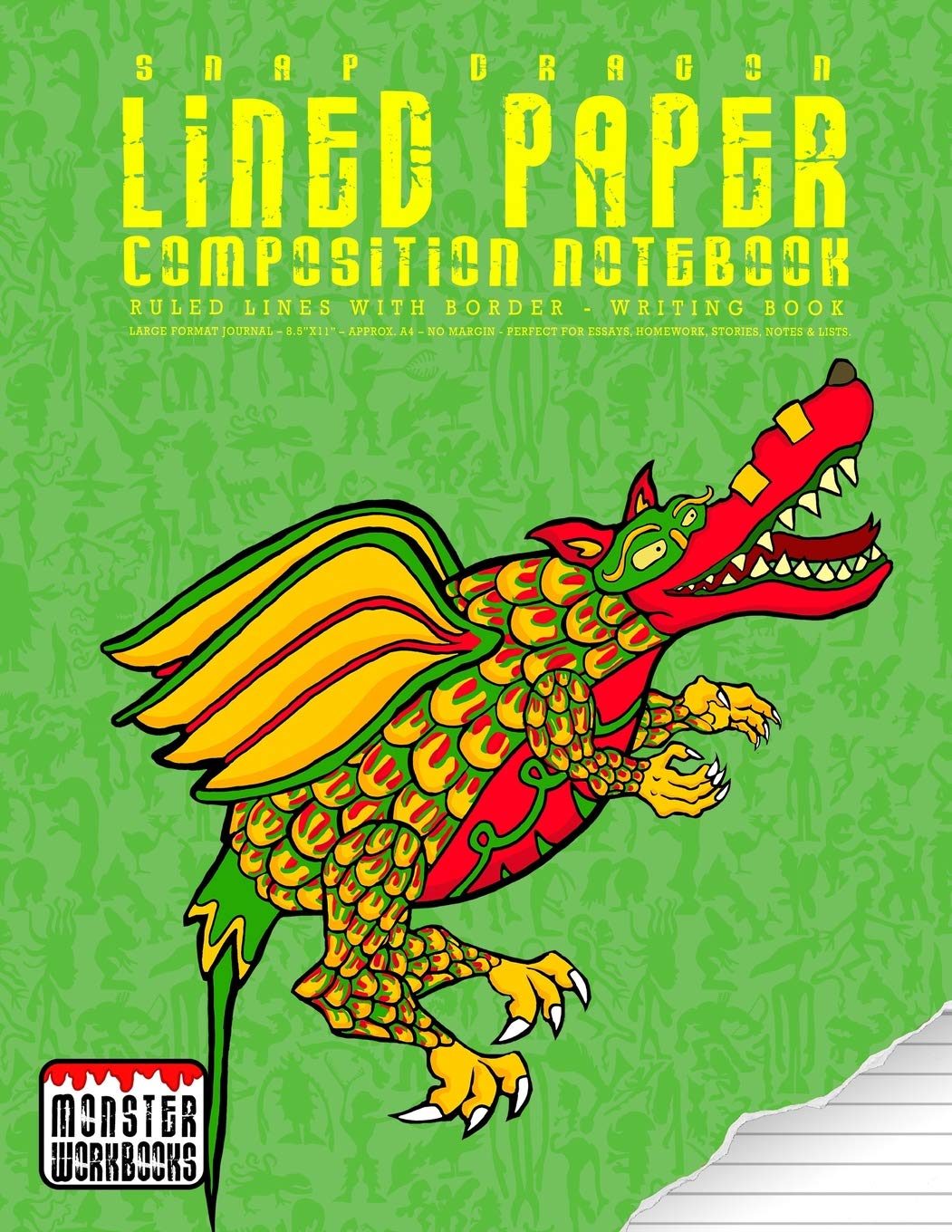 Snap Dragon - Lined Paper Composition Notebook: Large Writing Book - Ruled Lines with Border - Numbered pages: Volume 21 (Monster Writing Papers)