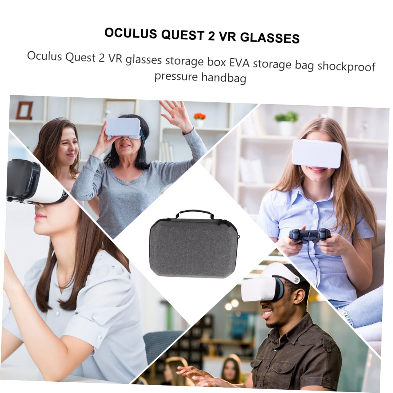 HOMSFOU Estuche De Almacenamiento para Gafas De Realidad Virtual Bolsa De Eva Resistente Golpes Caja Protectora para Gafas De Realidad Virtual De Segunda Generación Viajes