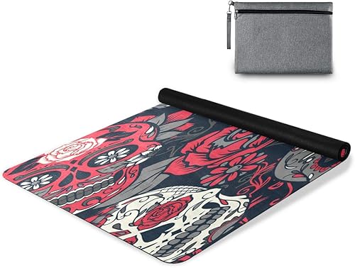 ALAZA Day of The Dead - Alfombrilla de yoga antideslizante con calavera de azúcar colorida con estampado floral para yoga, pilates y ejercicios de