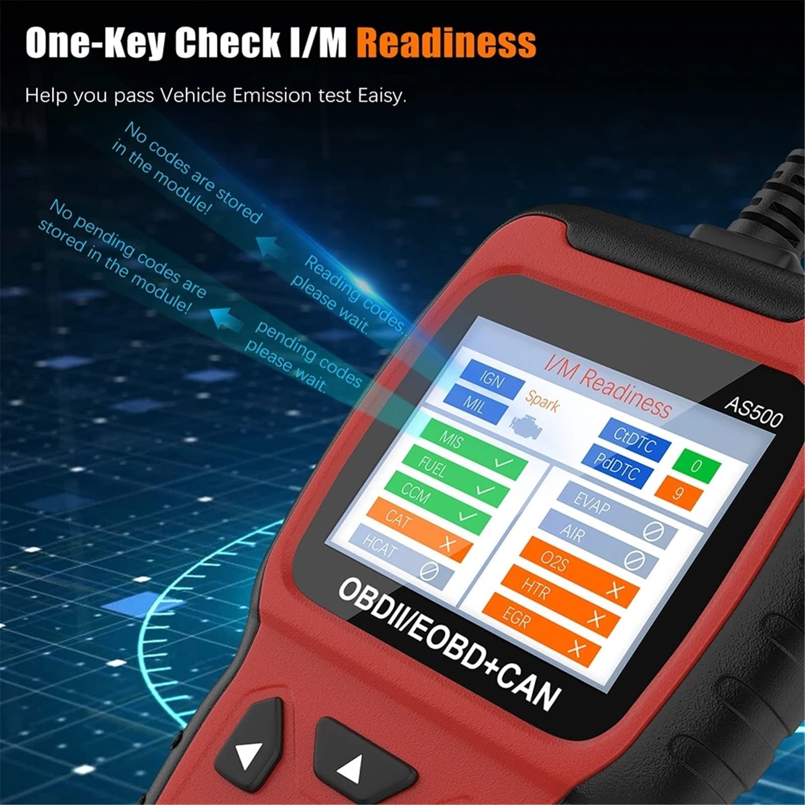 OBD 2 Scanner Motorcodeleser OBD Autodiagnose Autodiagnosetool Lebenslanges Kostenloses Update OBD2 Automotive Scanner AS500