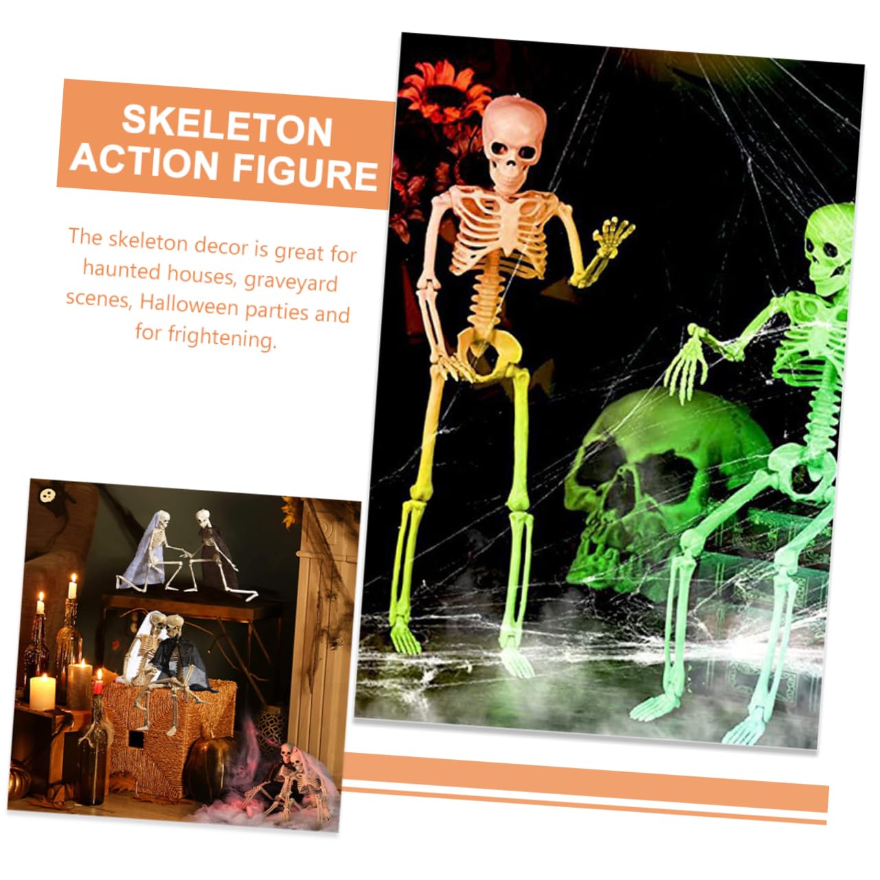 BESTonZON 4 Pz Scheletro di Halloween scheletro decorazione della casa stregata oggetti di scena 4 pezzi halloween party regalini halloween arredamento scheletro di Halloween plastica