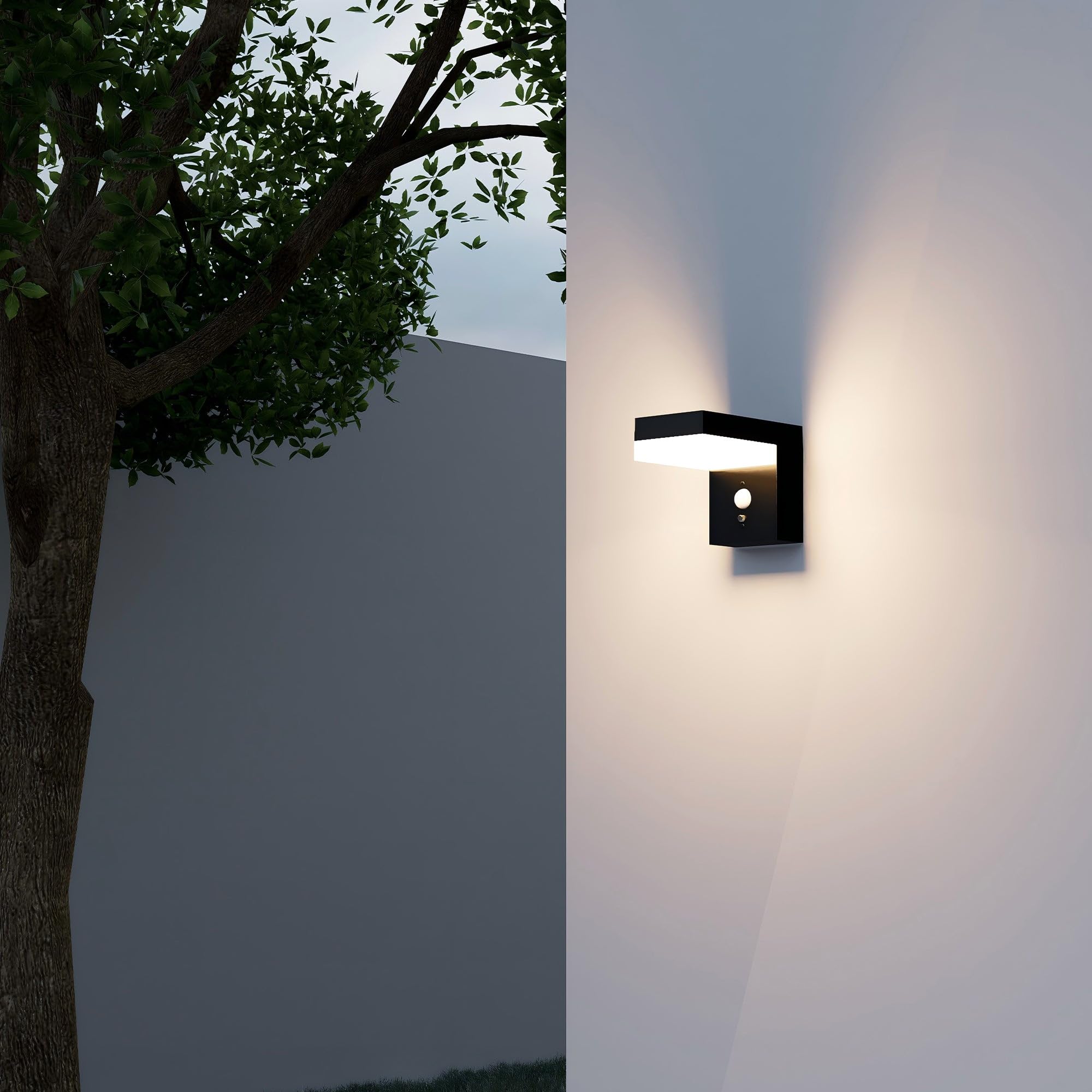 Lumisky Lámpara de pared solar LED blanca cálida con sensor de movimiento CENOVA WALL H12,5 cm