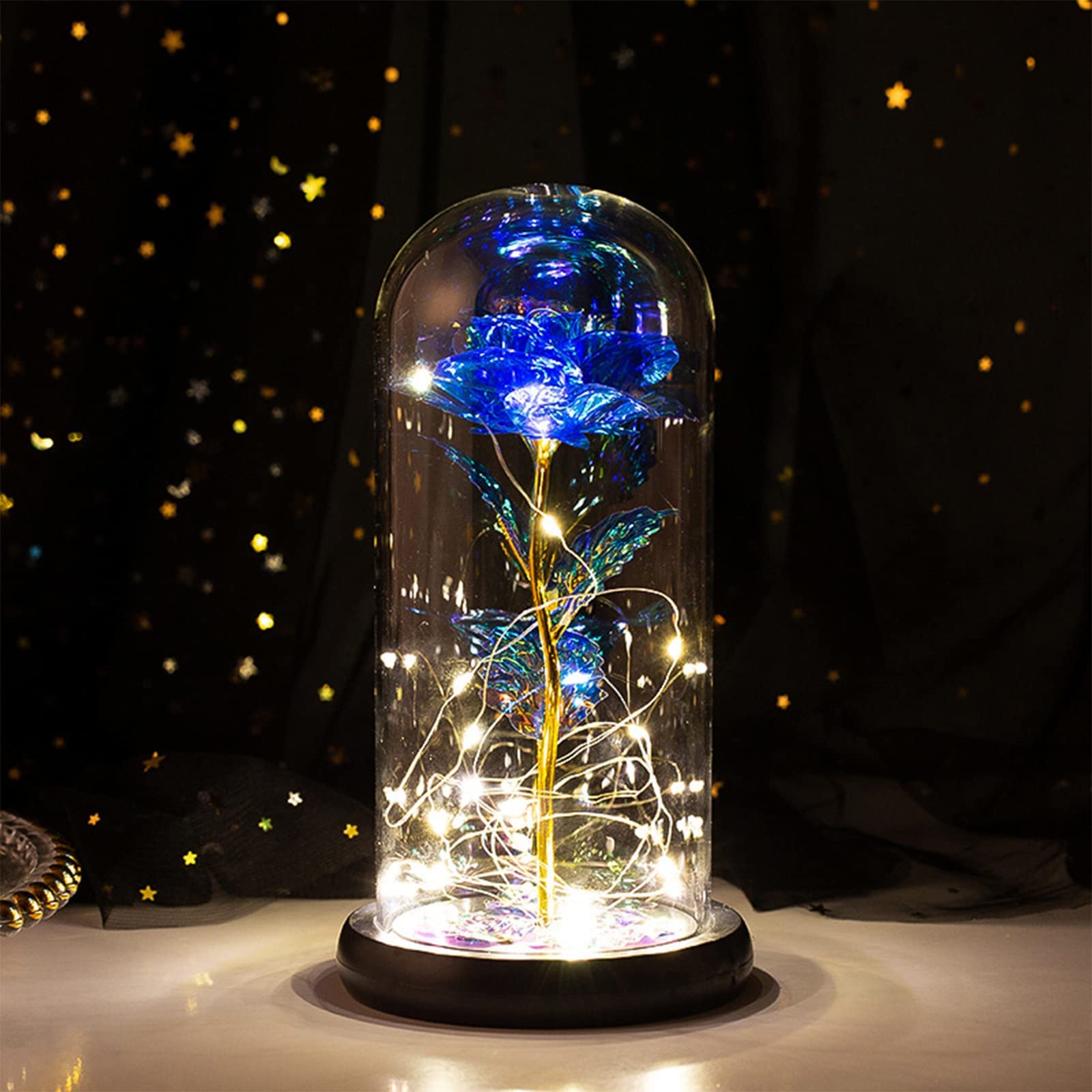 Amazon｜VIVIBELL 造花 バラ 金メッキローズLEDライト付き 電池式 枯れ