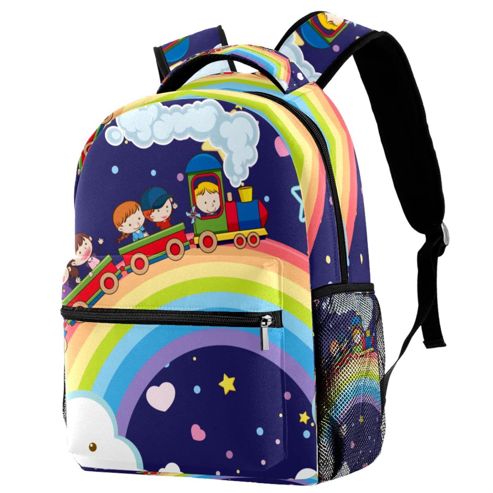 Sac à dos d'école multicolore avec grand compartiment ergonomique