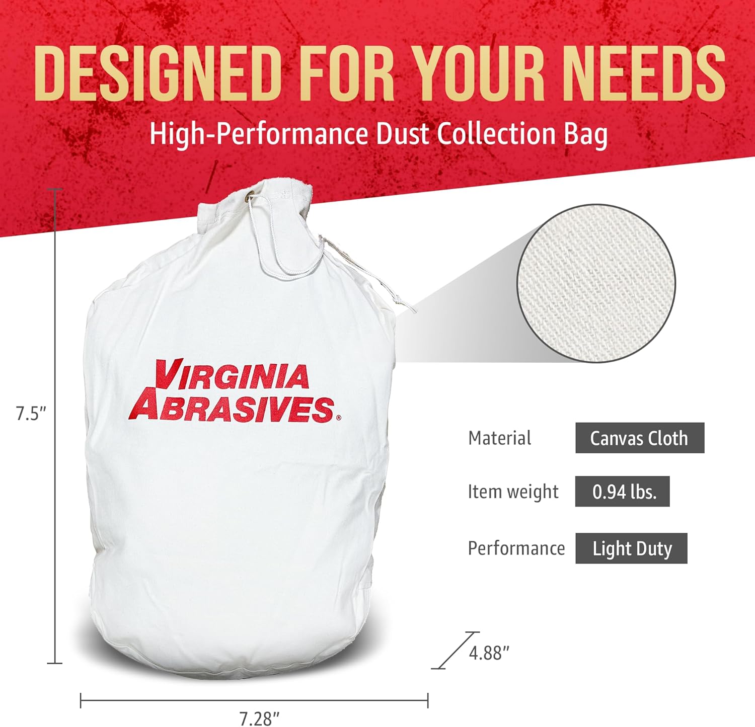 Virginia Abrasives 413-40000Z Heavy Duty Professional Sander Dust Collector Bag with Zipper: Professional Floor Finishing Dust Collection Cloth Bags, Sander Dust Bag with Zipper