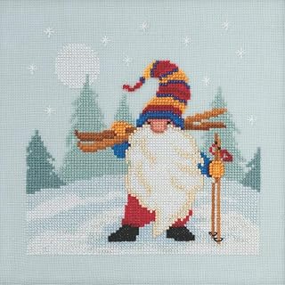 Skiing Gnome Beaded Counted Cross Stitch Kit Mill Hill 2020 Gnome Quartet MH172011