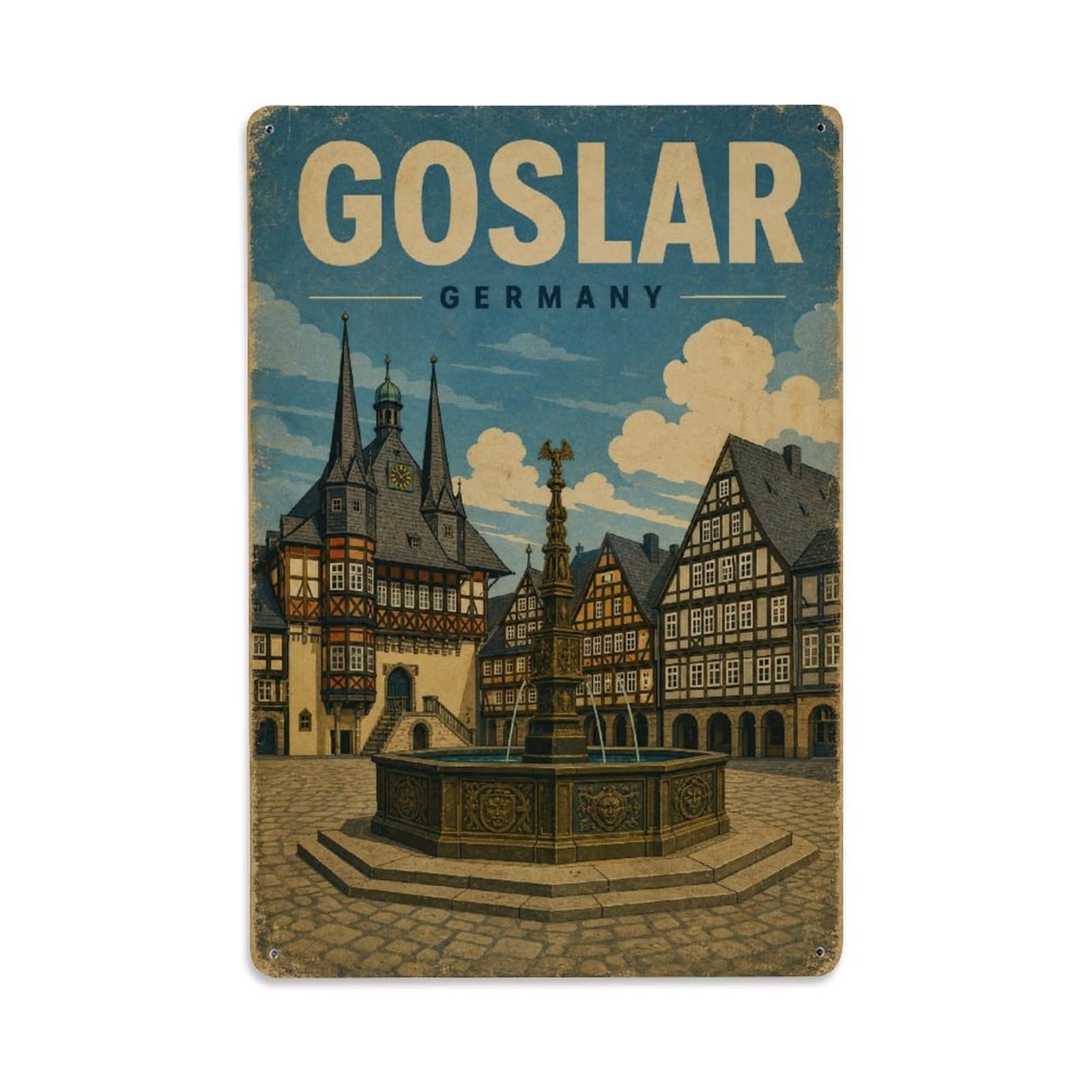 Travel Vintage Germany Goslar Metal Tin Sign