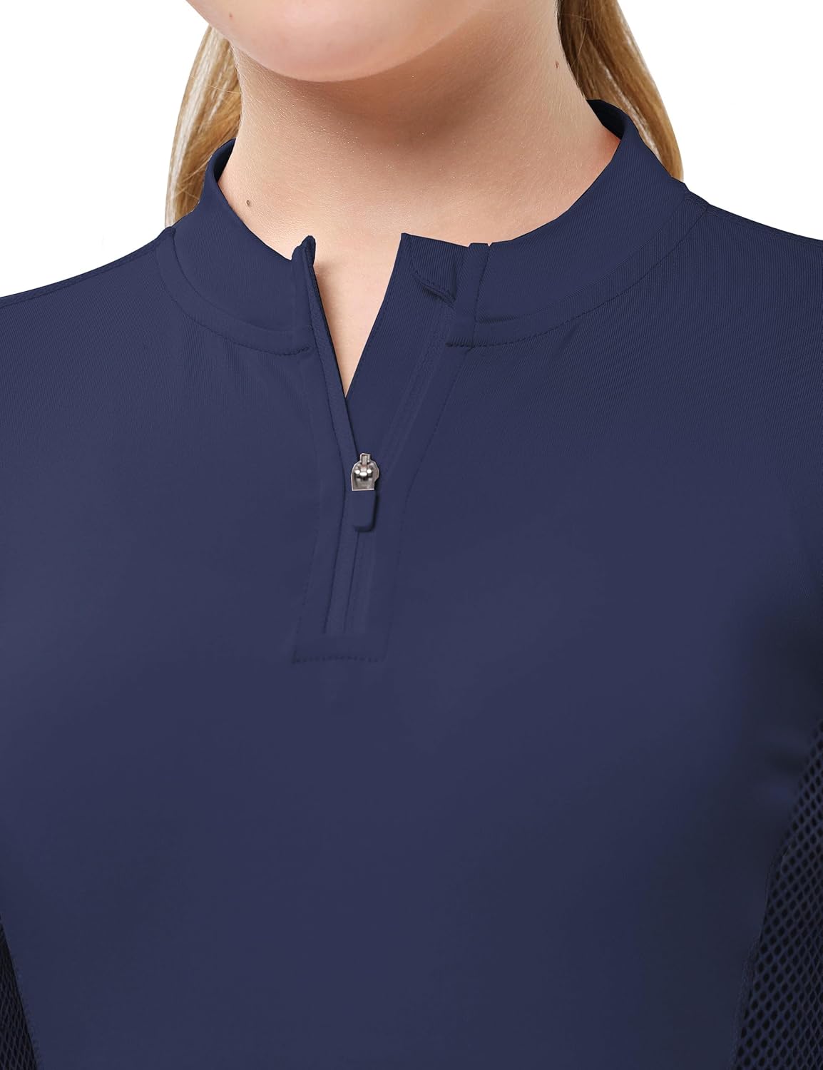 FitsT4 Sports Girls Long Sleeves Shirts Thumbhole English Horse Riding Shirt UPF50 Quick Dry Kids Equestrain Half Zip Jacket