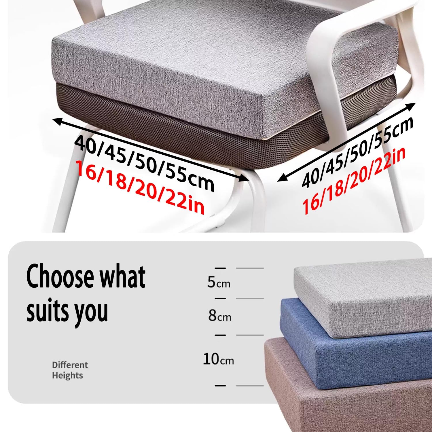 Ultimate t & Support - Cuscino spesso antiscivolo per sedia da pranzo e ufficio (marrone scuro, 40 x 40 x 10 cm)