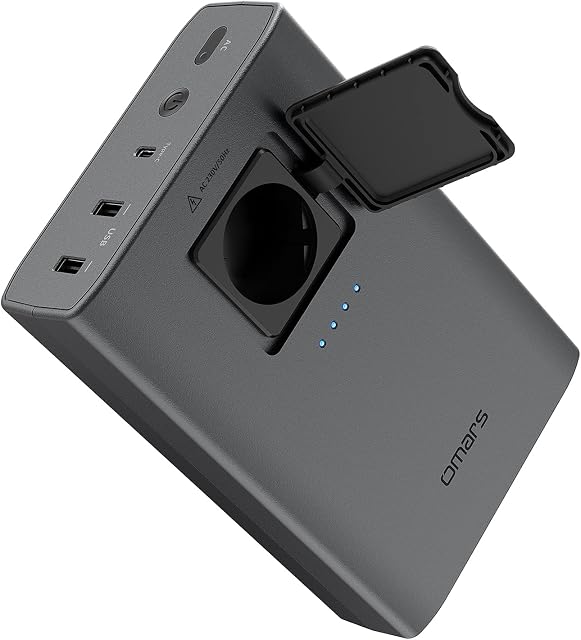 Omars 24000mAh/88Wh przenośna ładowarka do laptopa, Power Bank o dużej pojemności z gniazdkiem AC 90W, 18W USB-C PD wejście/wyjście, wyjście USB-A, szybkie ładowanie akumulatora dla Awaryjne
