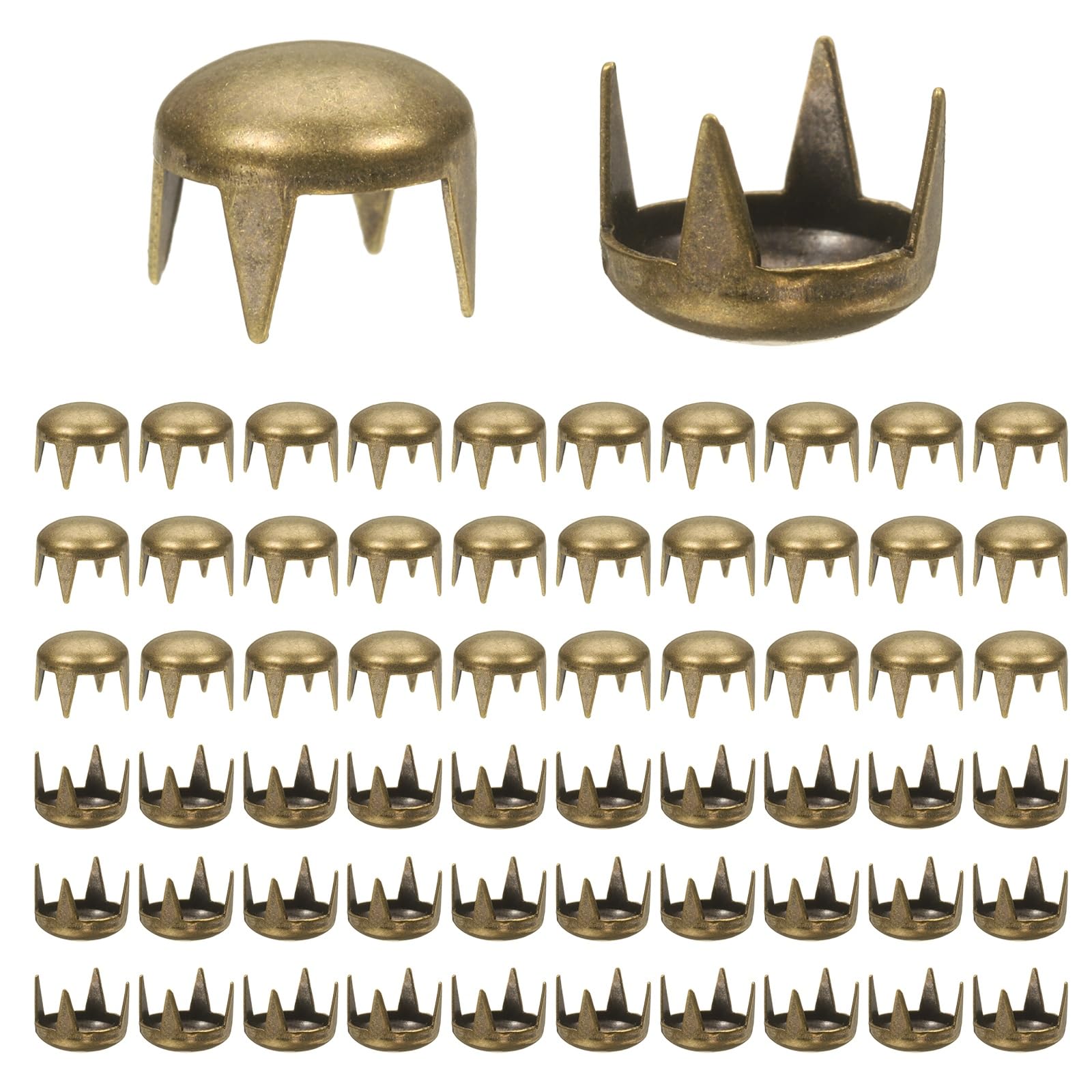 TIXIPEM 100pcs Round Dome Rivets 7mm Metal Claw Beads Nailhead, Brown