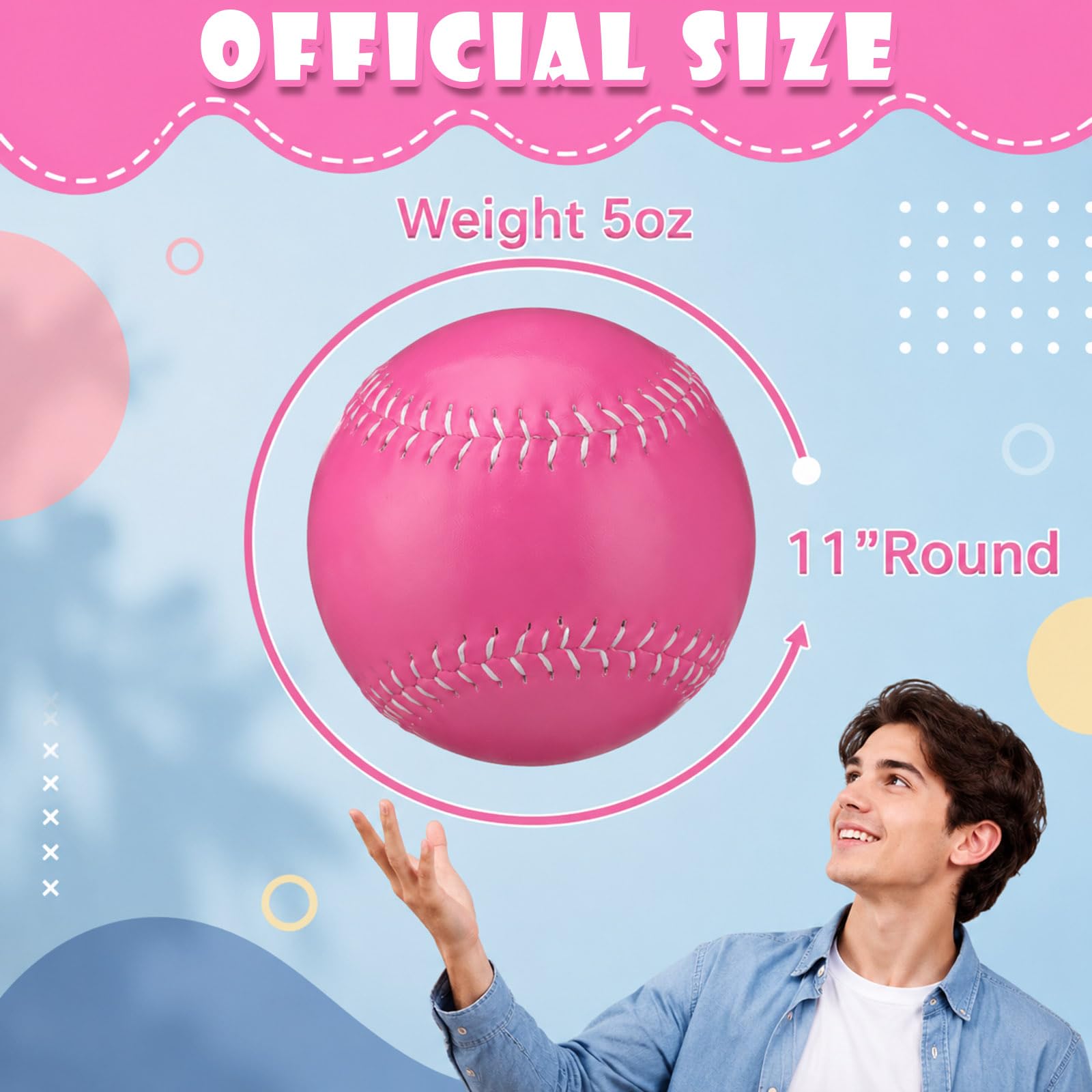 Thenshop Softball-Übungsball aus Leder, 27,9 cm, Schulteam für Hinterhof, Wurftraining, Jugendgeschenk, Spieler, Trainer, 2 Stück