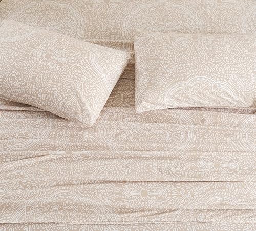 DAUAOTO Juego de sábanas de 100 % algodón, tamaño individual, colchón de hasta 14 pulgadas de profundidad, juego de ropa de cama con patrón de tono