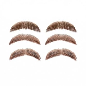 Fake Beard Realistic Mustache Full Hand Tied Fake Goatee Facial Hair with Invisible Lace,Fake Beards for Cosplay, Halloween Costumes, Theatrical and Movie Makeup. 1-Brown