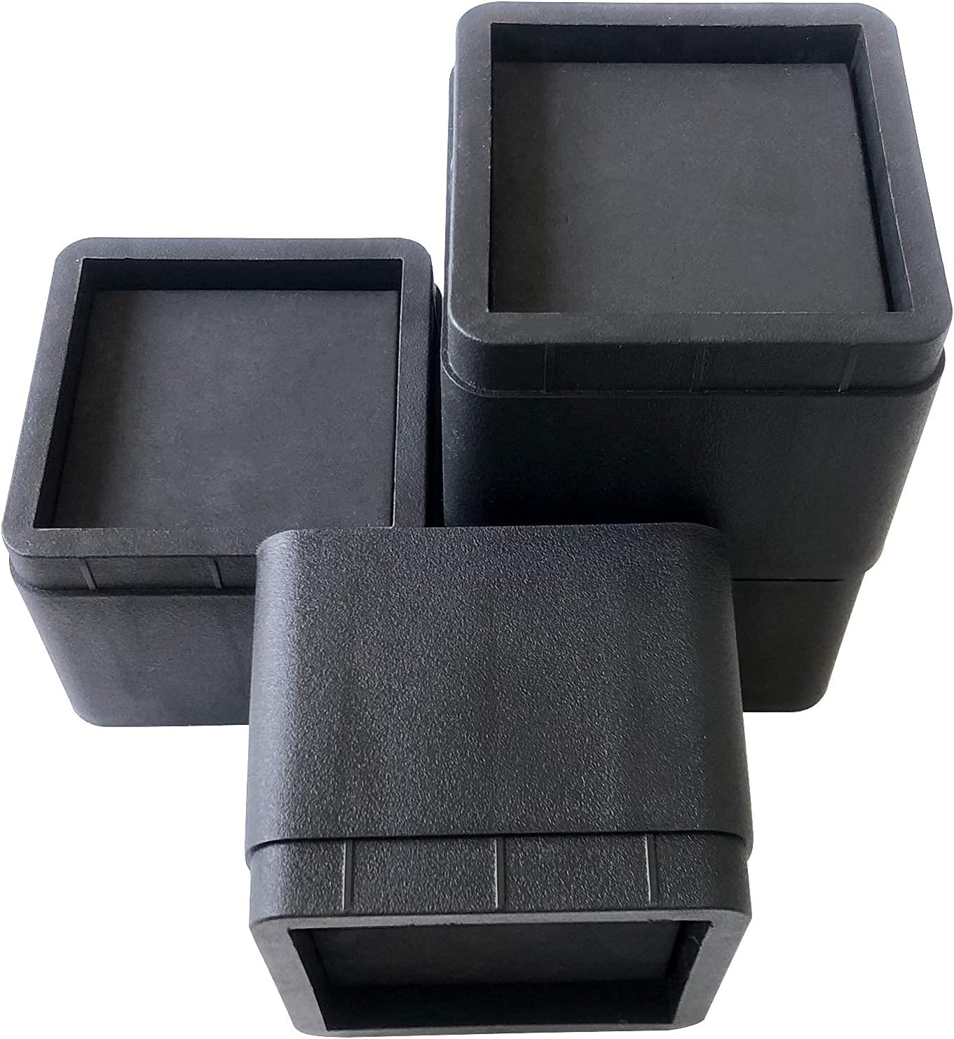 aspeike 4 Packs 3" Bed and Furniture Risers Durable and Stackable Square Bed Lifts - Lifts Up to 2200 LBs Per Riser (A Large Area of Groove with Anti Slip Mat) BLACK