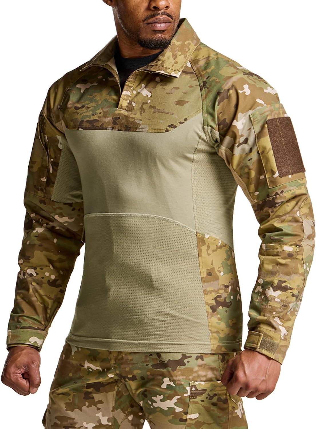 CQR Men's Combat Shirt Tactical 1/4 Zip Long Sleeve Military BDU Shirts Camo EDC Top with Pockets - Image 8