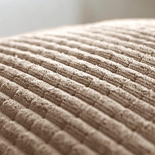 Miniatura 5 de Deconovo - Juego de 2 fundas de cojín de pana, 24 x 24 pulgadas, fundas con patrón de rayas color liso gris pardo, aptas para lavadora, decoración