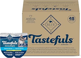 Blue Buffalo Tastefuls Savory Singles Adult Cuts in Gravy Wet Cat Food, Chicken EntrÃ©e, Perfectly Portioned Cups in (24) 2.6-oz Twin-Pack Trays