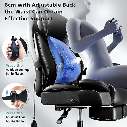 Miniatura 5 de Silla de oficina grande y alta de 600 libras para personas pesadas, silla de escritorio de oficina ejecutiva resistente y cómoda con soporte lumbar