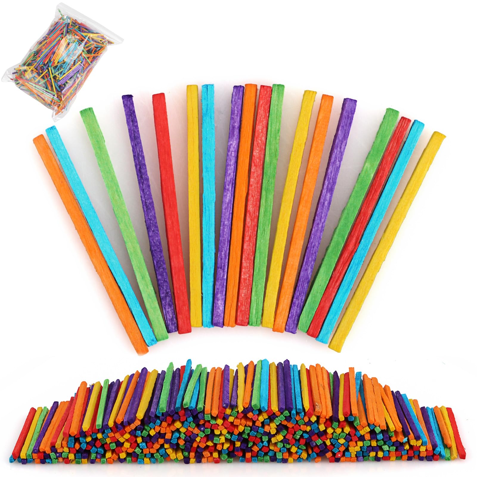 CYEER10000PCS Matchsticks in Assorted Colours, 50x2x2MM Coloured Match Sticks Art and Craft for Craft Activity Wooden Craft Sticks Match Splints Projects Model Making Sculpture